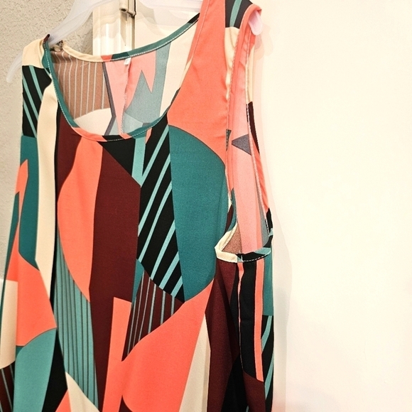 NWOT Temu Polychrome cover up/Tunic Sleeveless long hem XL - Picture 8 of 12